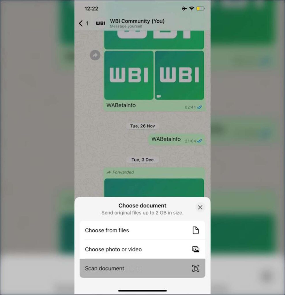 WhatsApp digitalizar documentos iPhone