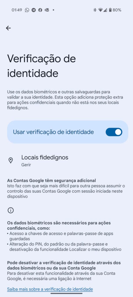 Android Google segurança Verificação identidade