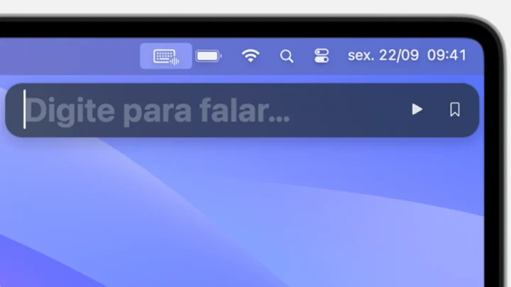 Imagem da opção Fala em tempo real a correr no macOS