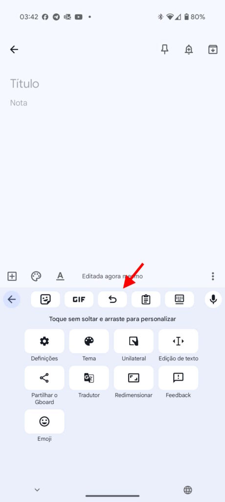 Android Gboard desfazer botão