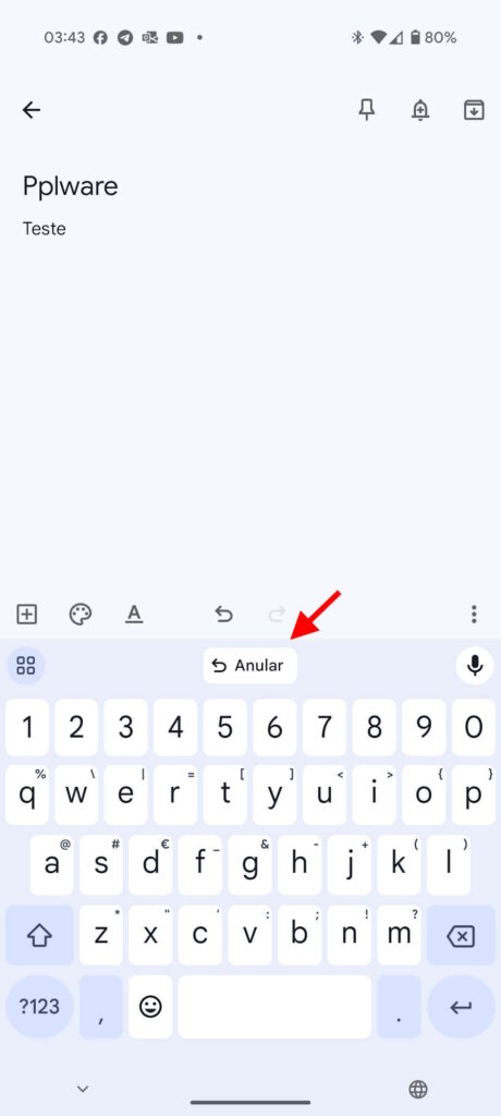 Android Gboard desfazer botão