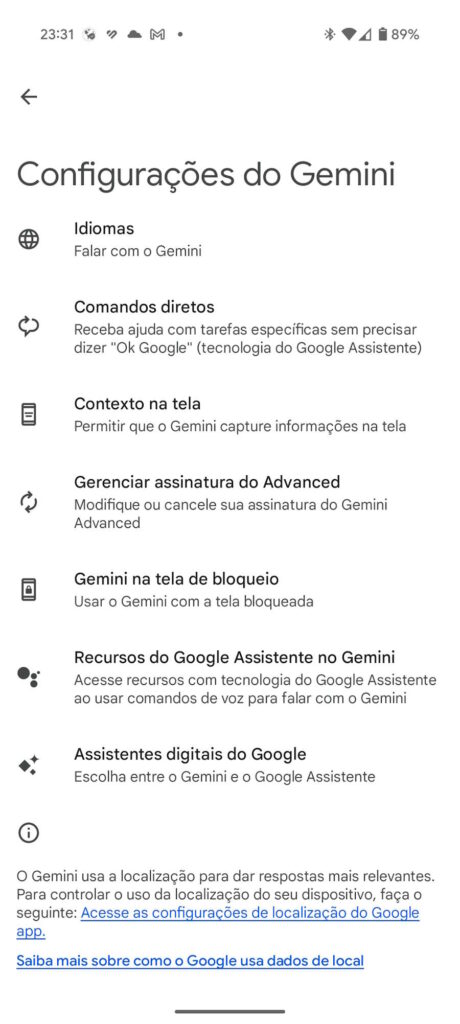 Google Gemini ecrã bloqueio Android