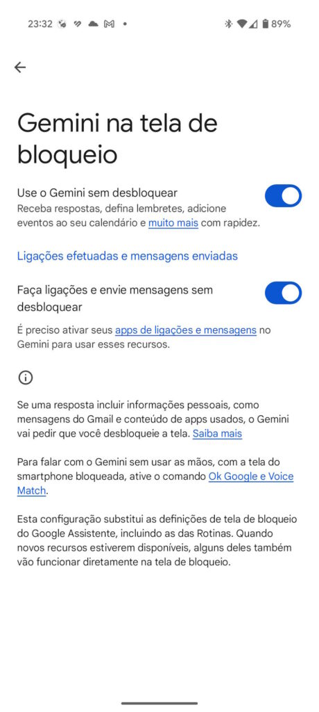 Google Gemini ecrã bloqueio Android