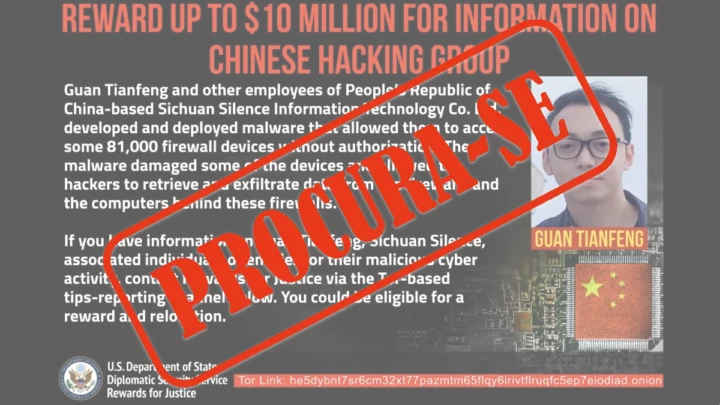 Imagem cartaz do FBI que oferece 10 milhões para capturar um hacker chinês