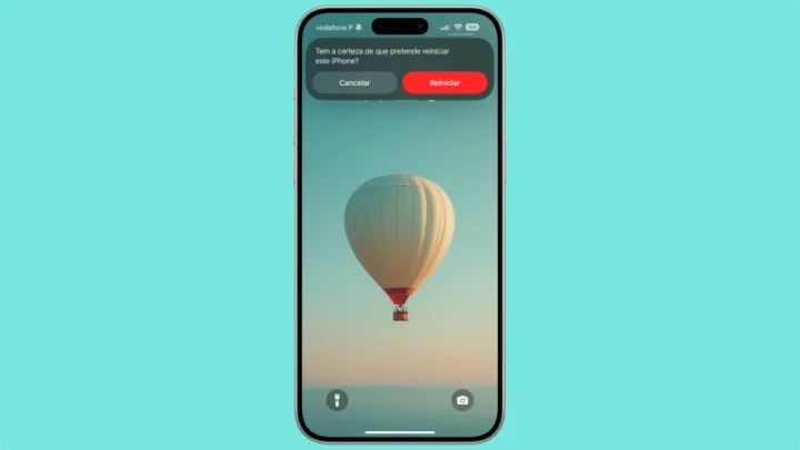 Imagem iPhone com pedido de Reiniciar