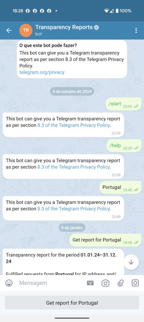 Telegram dados utilizadores privacidade polícia