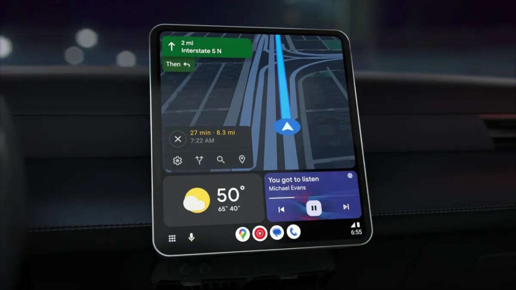 Google Maps Android Auto interface