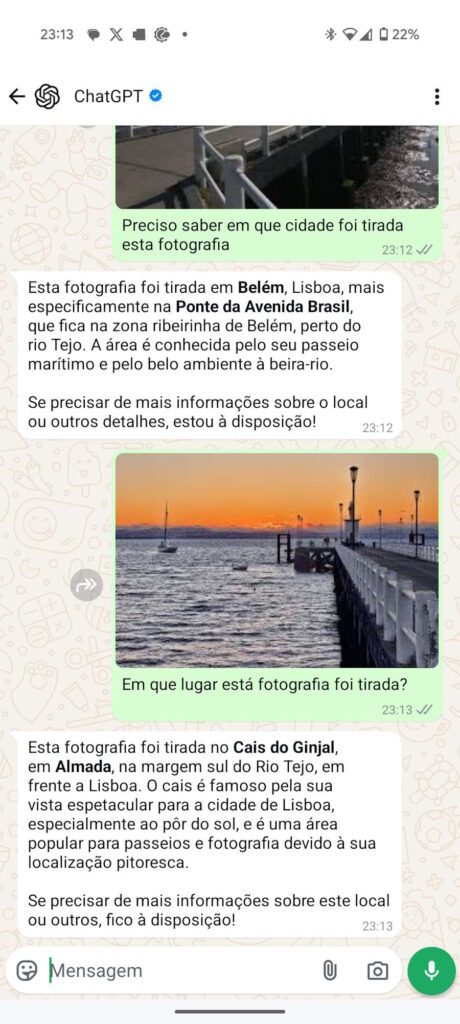 WhatsApp ChatGPT imagem áudio conversa