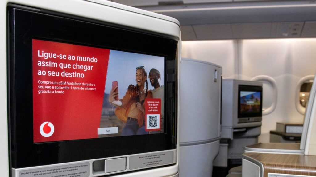 Vodafone vende cartões eSIM a bordo de aviões da TAP
