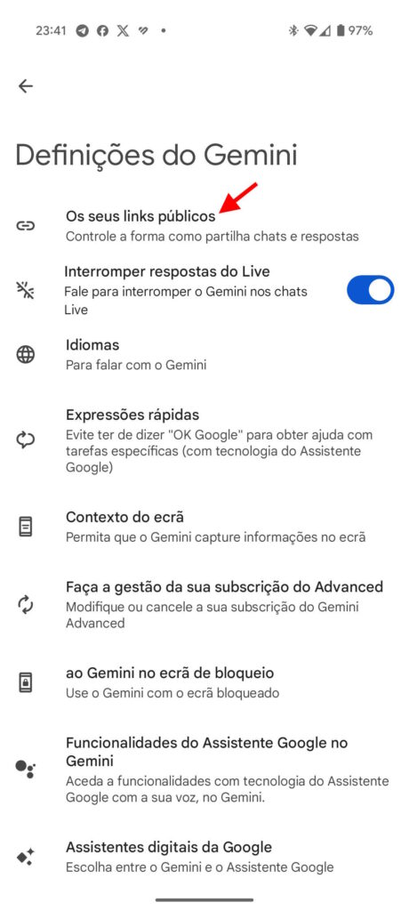 Gemini Android partilhar comando IA