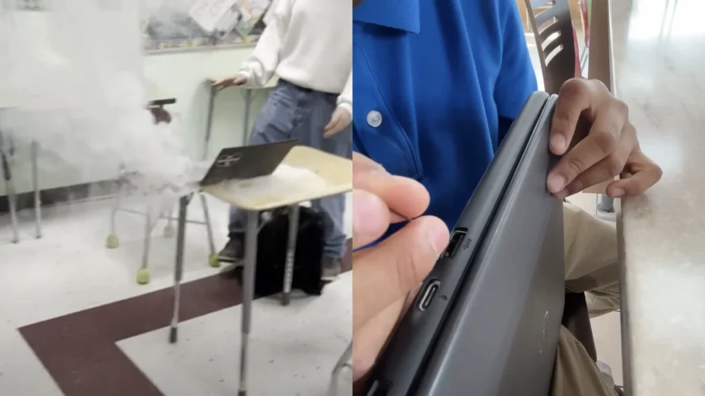 Desafio TikTok: alunos incendeiam portáteis para obter visualizações