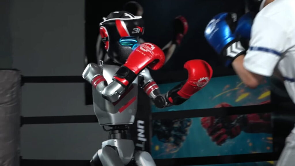 Robô humanoide da Unitree Robotics a praticar boxe