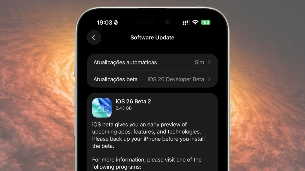 Apple lançou o iOS 26 beta 2