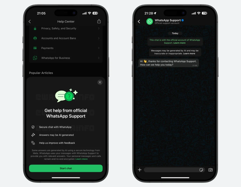 WhatsApp suporte Inteligência Artifical IA