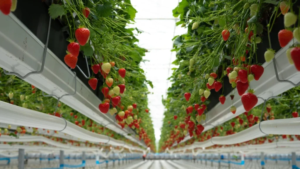Quinta vertical automatizada consegue colher 200.000 morangos por mês