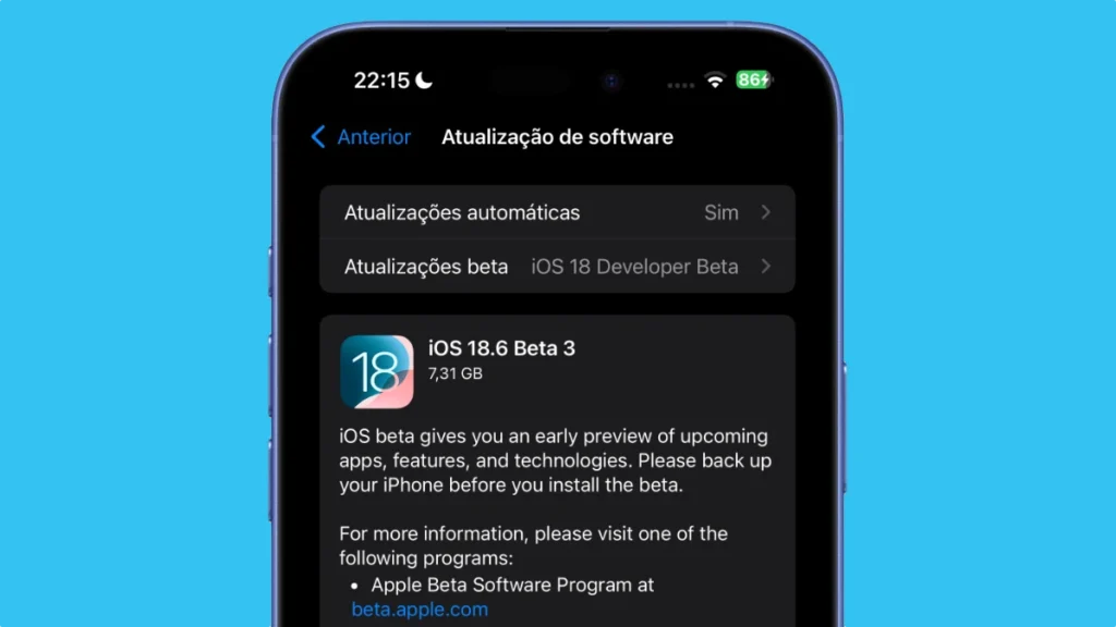 Apple lança o iOS 18.6 beta 3