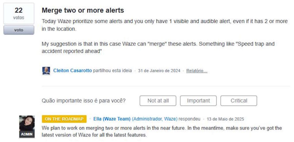 Wazze alertas condutores navegação notificação