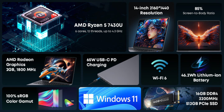 CHUWI CoreBook X 7430U: desempenho e portabilidade num portátil 2K a preço acessível