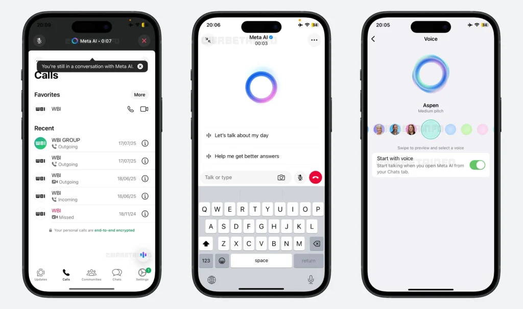 WhatsApp Meta AI IA conversas voz