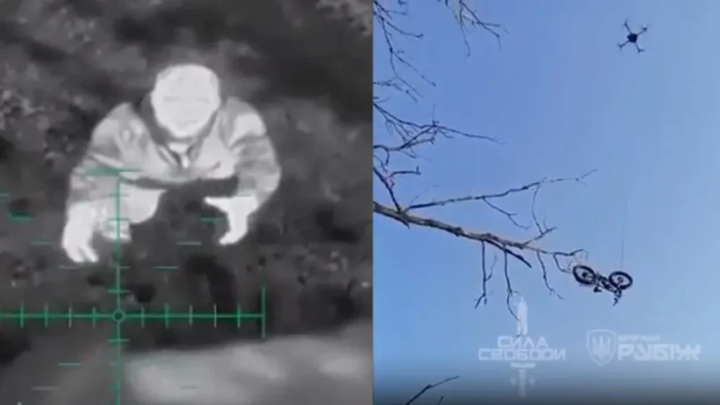 Drone lança bicicleta elétrica para ajudar soldado ucraniano a escapar dos russos