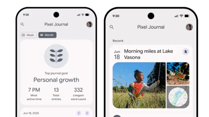 Imagem Google Pixel com a app Diário
