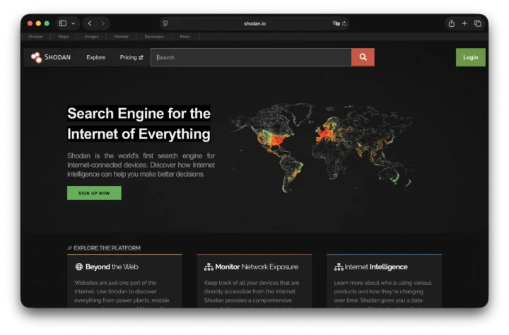 Imagem do Shodan, um dos muitos serviços OSINT