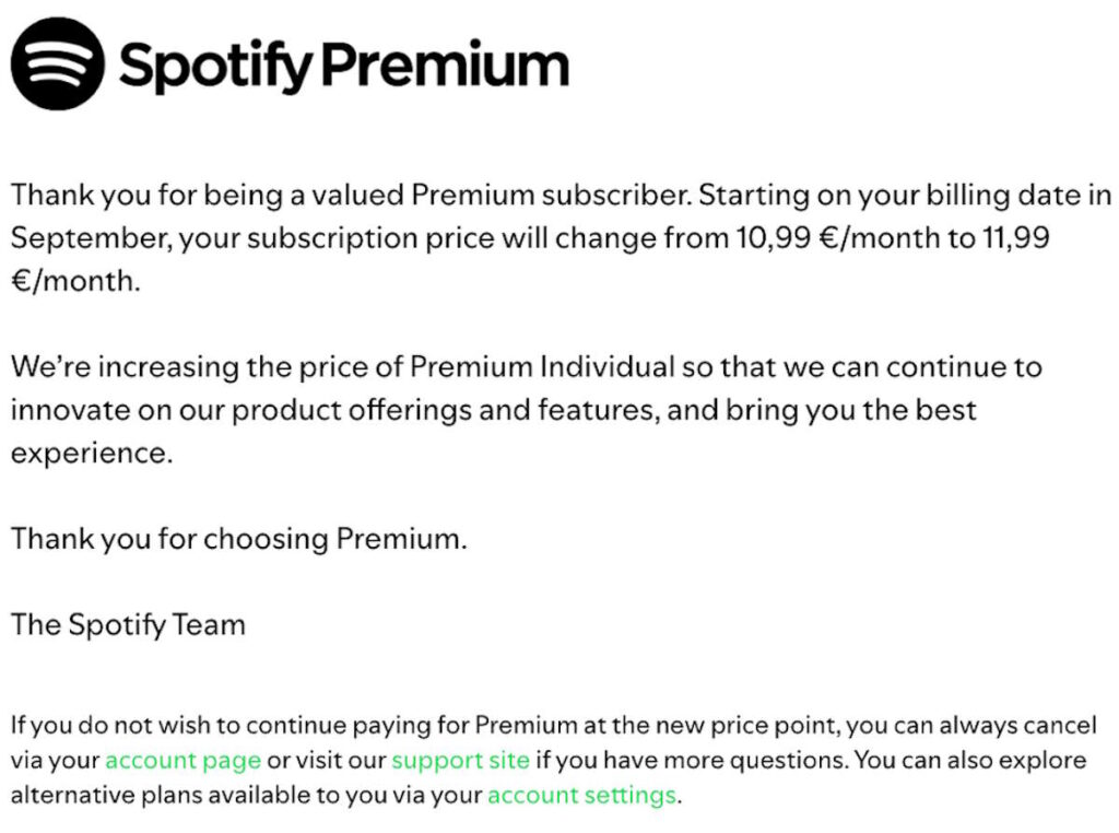 Spotify preços Portugal streaming