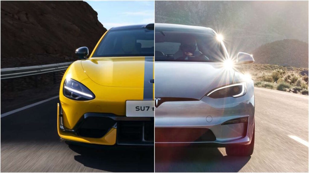 Tesla Model S Plaid Xiaomi SU7 Ultra corrida resultados rápido