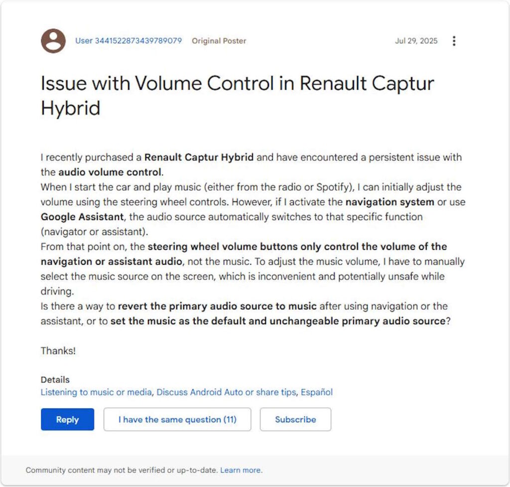 Bug no Android Auto afeta volume da música e da navegação 2 Android Auto controlo volume música navegação