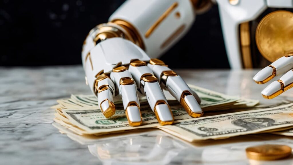 Quem arca com o custo de $650 bilhões anuais da sustentabilidade da IA? 3 robo dinheiro inteligencia artificial