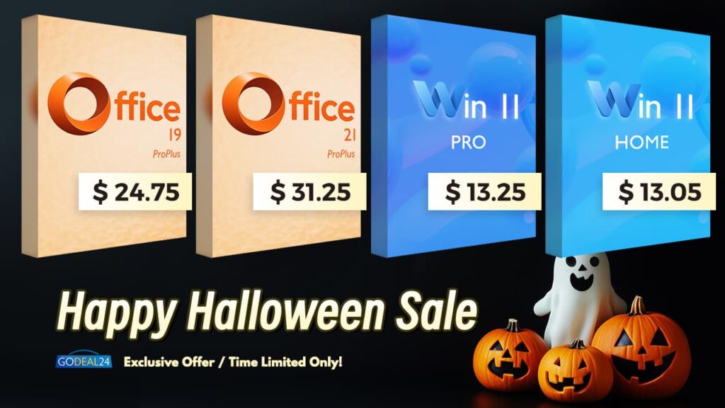 Halloween: poupar em chaves digitais de Office 2021 e Windows 11