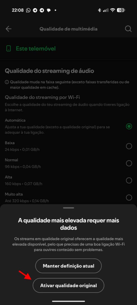 Spotify Lossless música Portugal qualidade