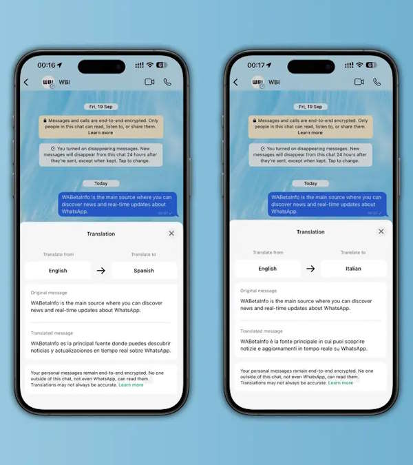 WhatsApp tradução iOS Meta