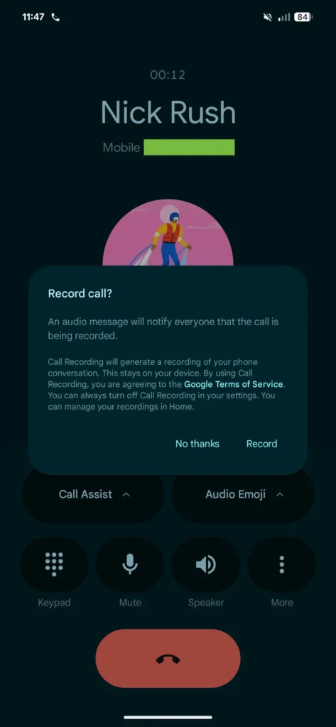 Google Android gravaçao chamadas