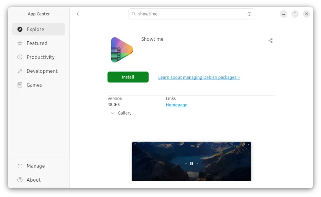 Ubuntu aplicações padrão Showtime Resources