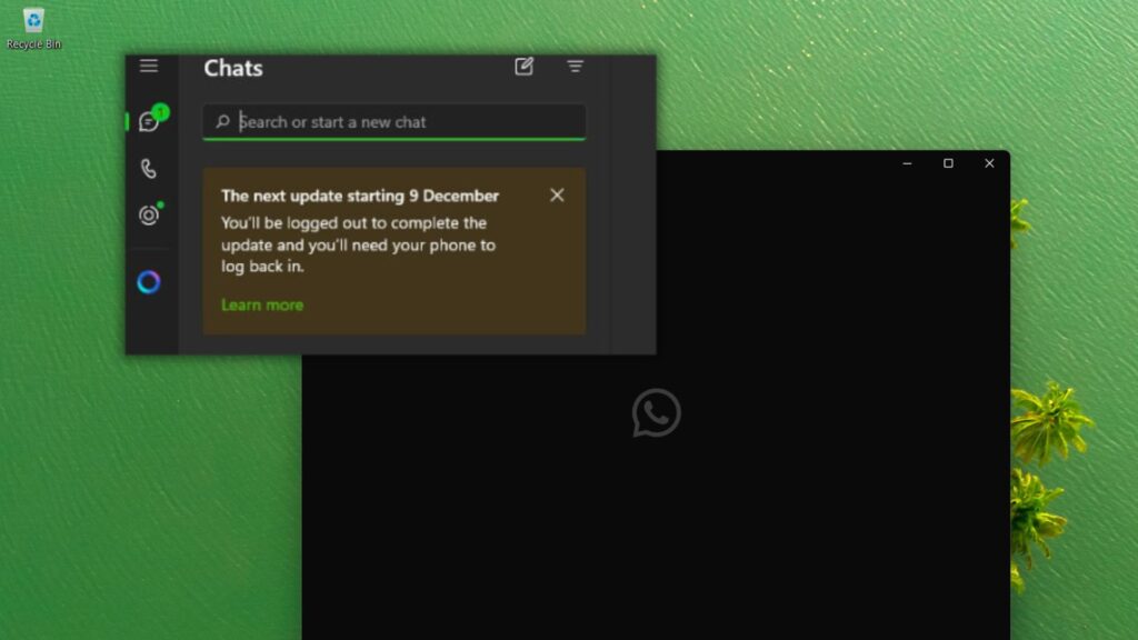 WhatsApp Windows 11 atualizar app