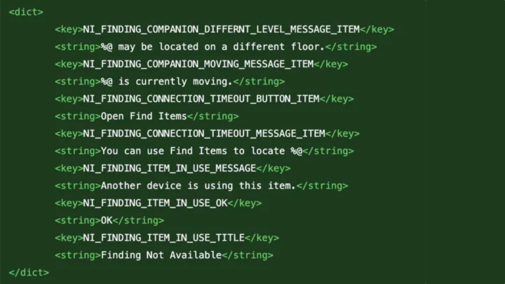 Imagem código escondido na app Encontrar no iOS 26.2 RC
