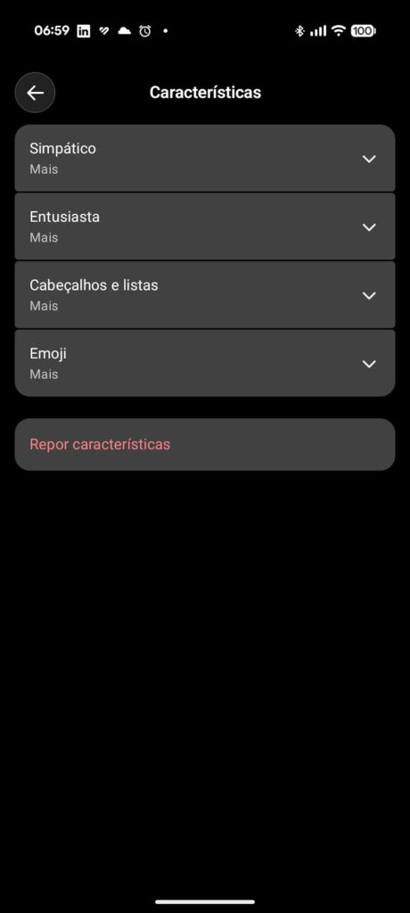 ChatGPT OpenAI personalidade opções