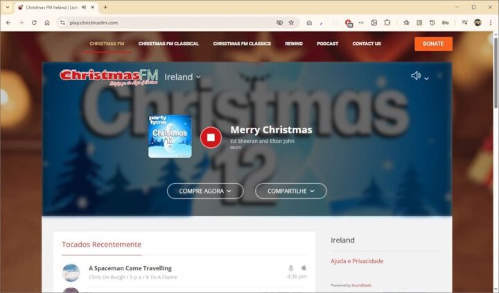 Screenshot da Christmas FM