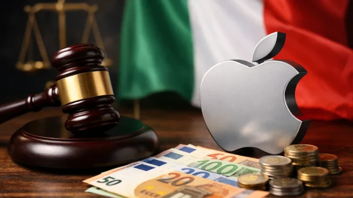 Ilustração da Itália multa a Apple