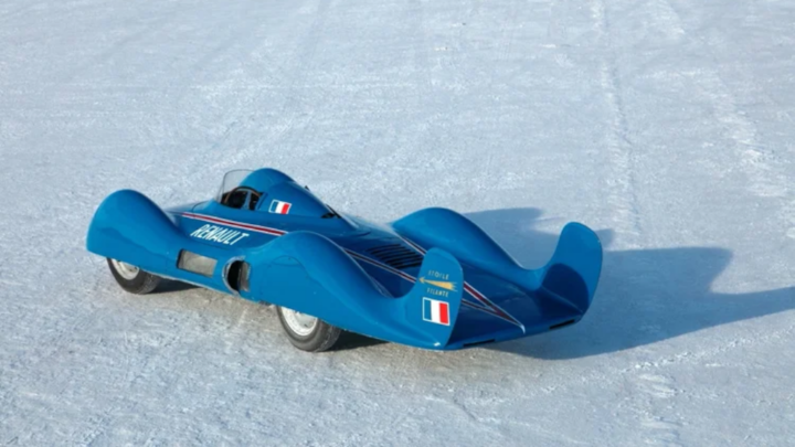 Étoile Filante, o lendário protótipo que bateu vários recordes mundiais de velocidade no Bonneville Salt Lake Flats, em 1956.