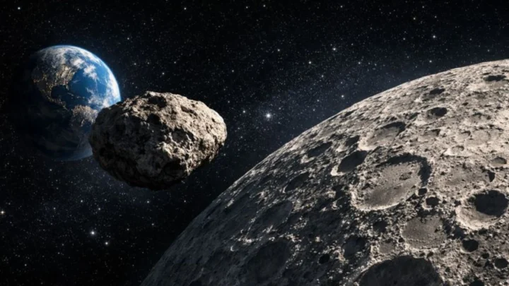 Ilustração asteroide 2024 YR4 que poderá acertar na Lua