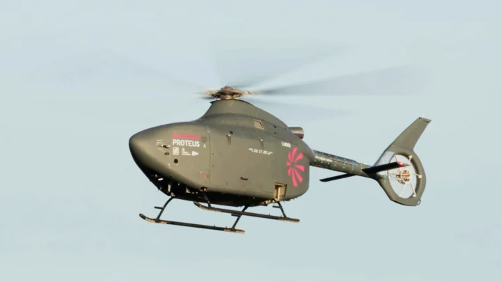 Imagem do Proteus, o primeiro helicóptero autónomo de tamanho real da Royal Navy