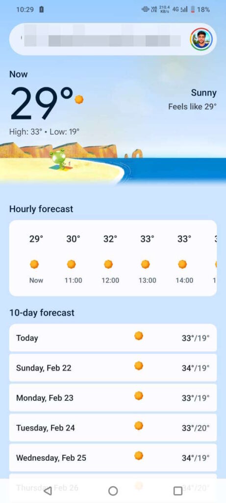 Google Weather Android app previsão tempo