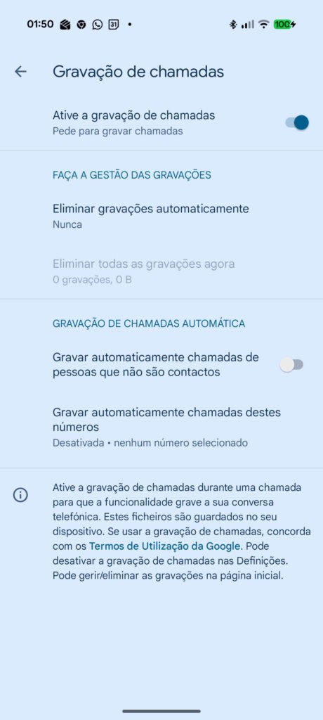 Pixel gravação chamadas Android Google
