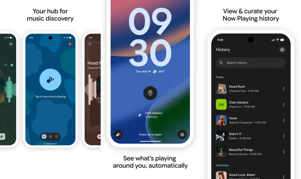 Android Now Playing música smartphone