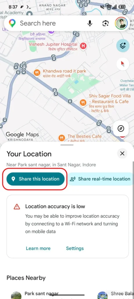 Google Maps partilhar localização