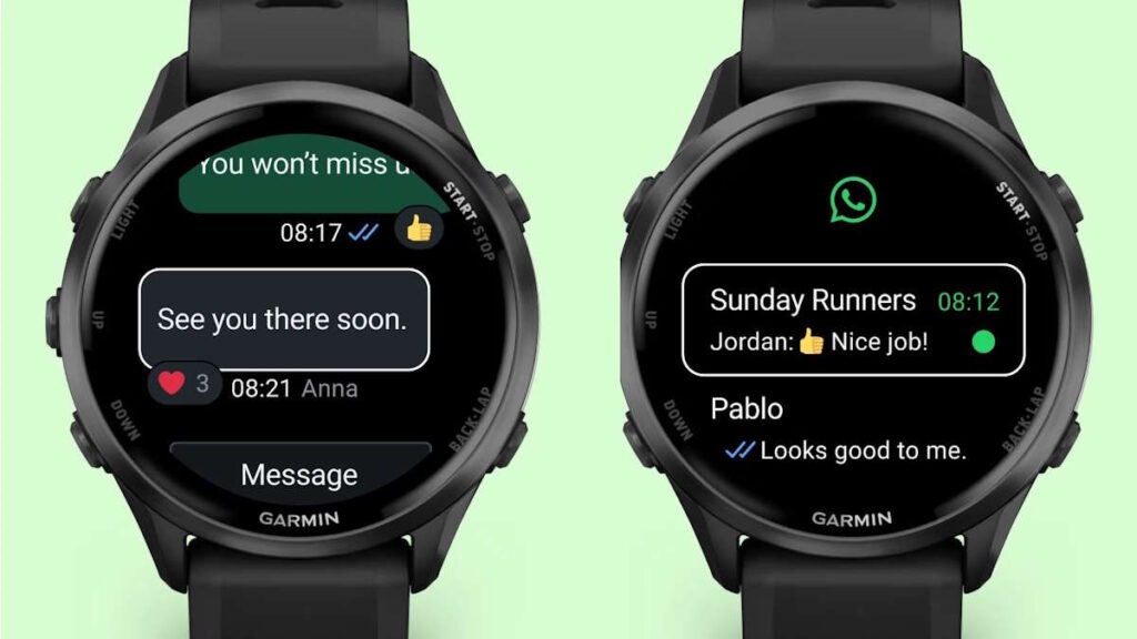 WhatsApp Garmin smartwatches mensagens chamadas