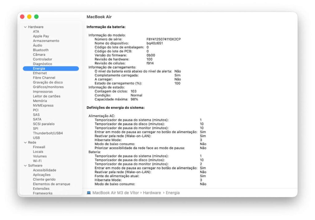 Apple MacBook Neo bateria ciclos