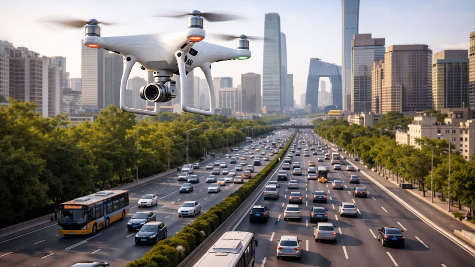 Como a China está a usar drones para transformar a segurança nas estradas